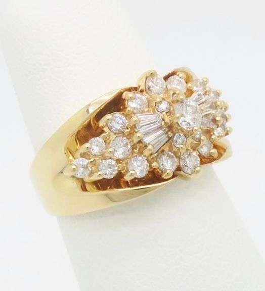 Diamond Starburst Ring Made in Yellow Gold