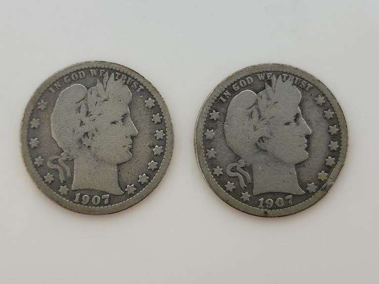 1907 O & 1907 S Barber Quarters, Circulated