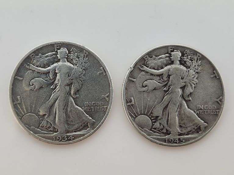 1934 & 1945 Walking Liberty Half Dollars, Circulated