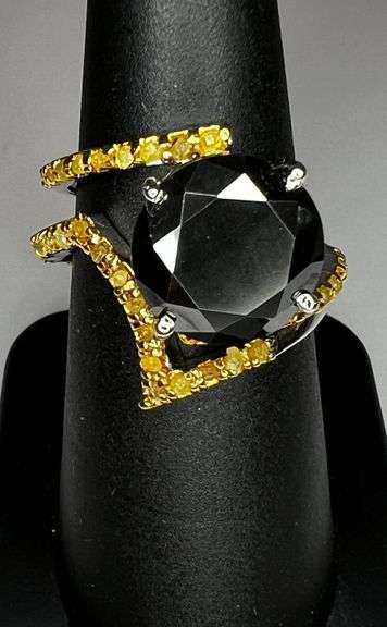 Dazzling Huge 7.5 Ct Silk Black Lab Simulated Diamond 2 Band Ring