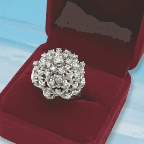 Vintage White Gold Diamond Cluster Ring