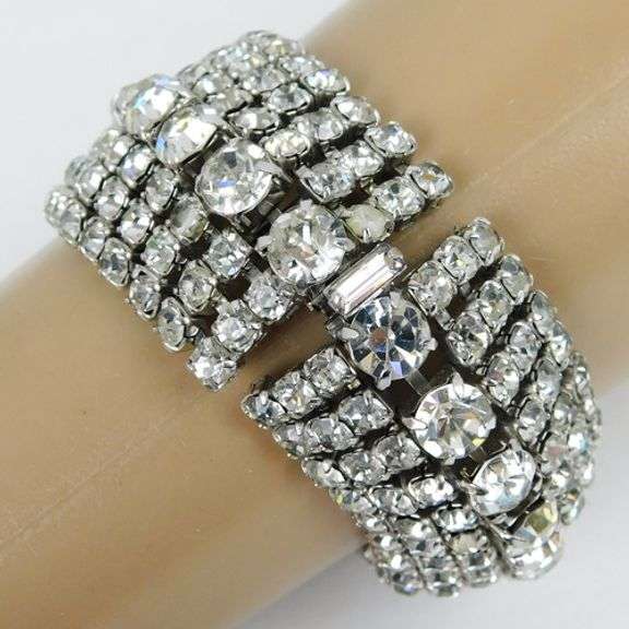 Stunning Vintage Wide Rhinestone Bracelet