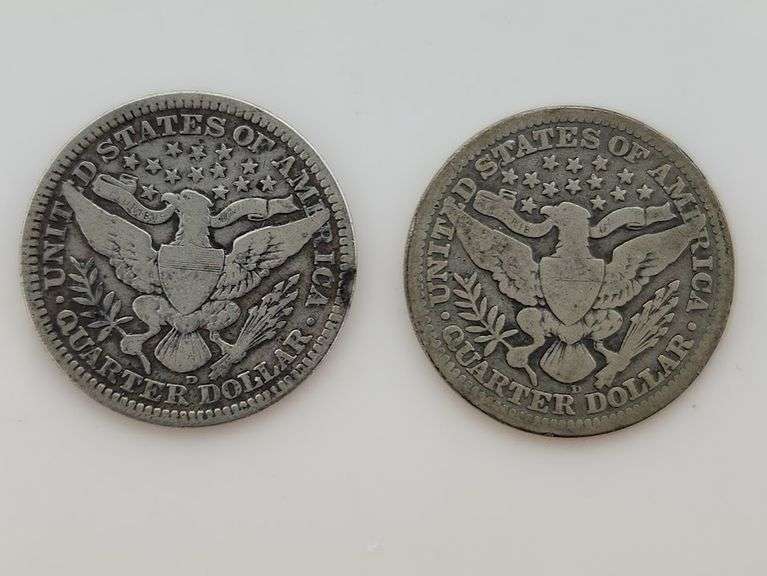 1909 D & 1911 D Barber Quarters, Circulated "Better dates"