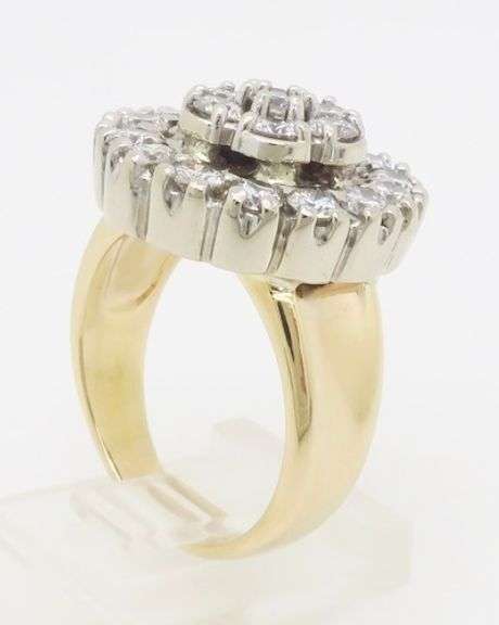 Incredible 2.10CTW Diamond Cluster Ring in 14k White & Yellow Gold