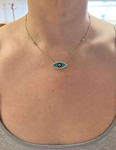Diamond & Enamel Evil Eye Station Necklace