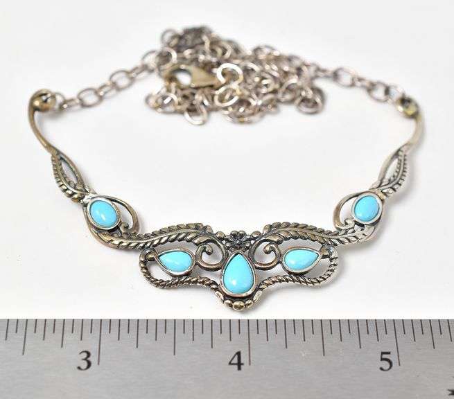 Turquoise Gemstone Necklace in Sterling Silver