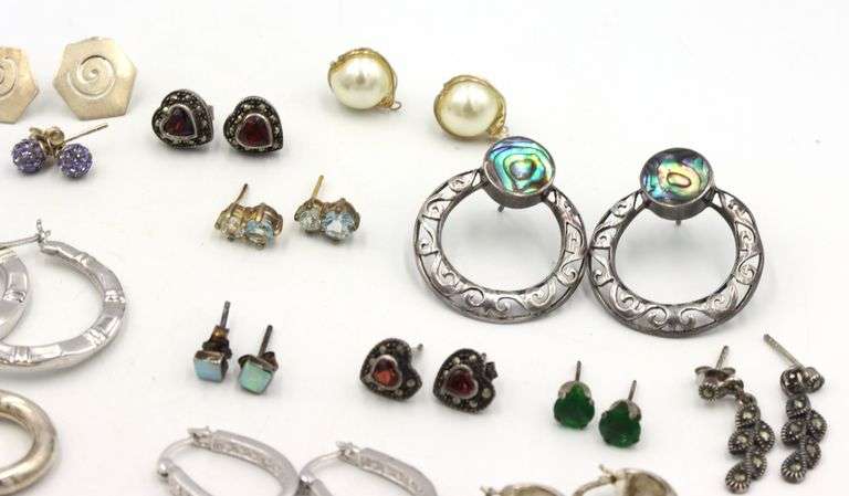 Vintage 925 sterling silver group lot of earrings