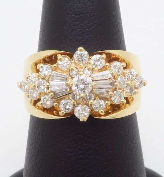Diamond Starburst Ring Made in Yellow Gold