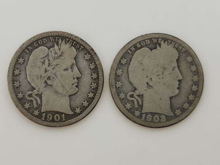 1901 & 1902 O Barber Quarters, Circulated