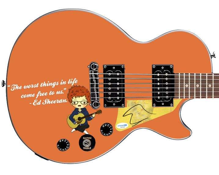 Ed Sheeran Signed Custom 1/1 Epiphone "The Worst Things" Graphics Guitar ACOA