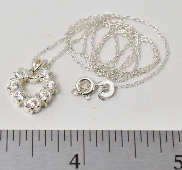 CZ Gemstone Pendant Necklace in Sterling Silver