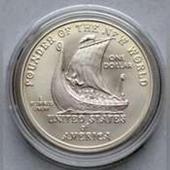 2000 Leif Erickson Unc Comm Silver Dollar