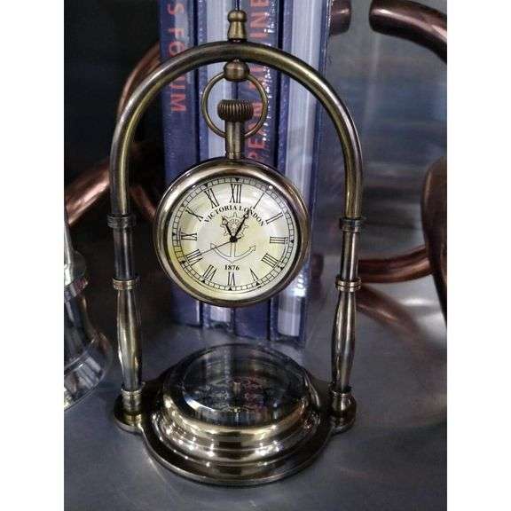 Brass Watch with Nautical Compass Stand