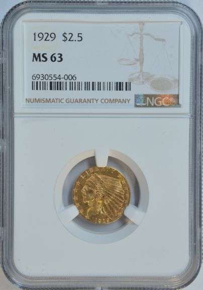 Blazing Choice BU 1929 $2.50 Indian Gold Piece. NGC MS63