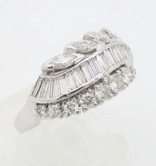 Vintage Diamond Cocktail Ring Crafted in Platinum
