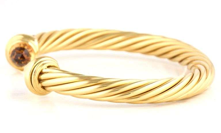 David Yurman Classic Cable Citrine Cuff Bracelet in 18K