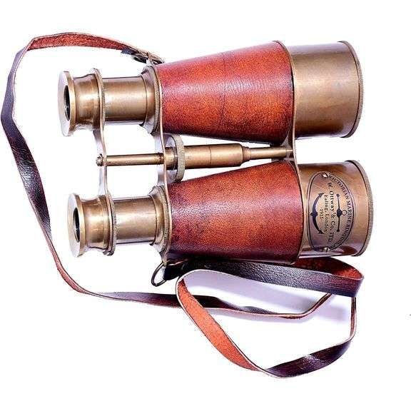 Marine Brass & Leather Binocular Opera Glasses