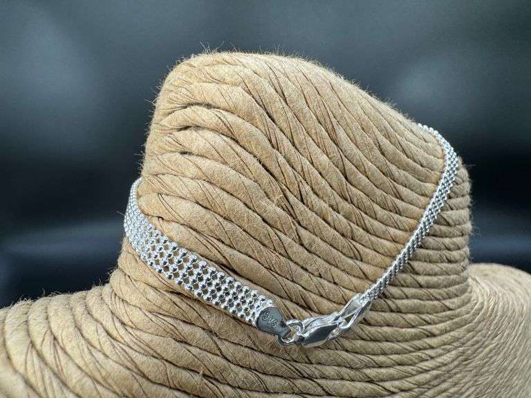 Sterling Silver Italian Ball Bead Strand Chain 4mm 925 Italy Bracelet 7"