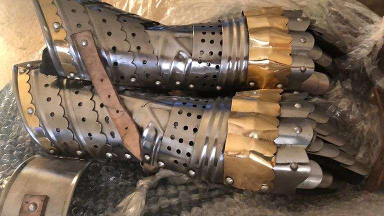 Viking Gauntlets with Brass Accents