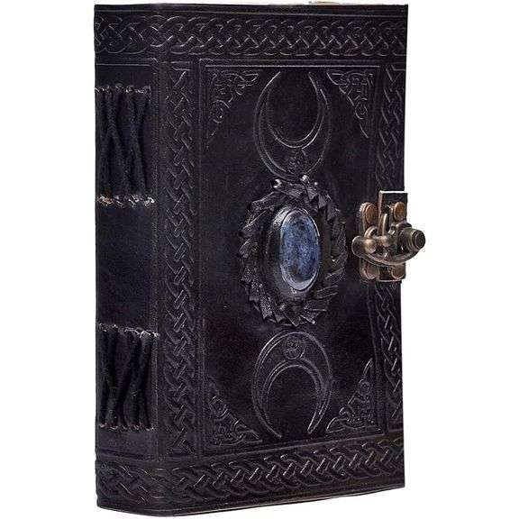Embossed Three Moon Leather Journal