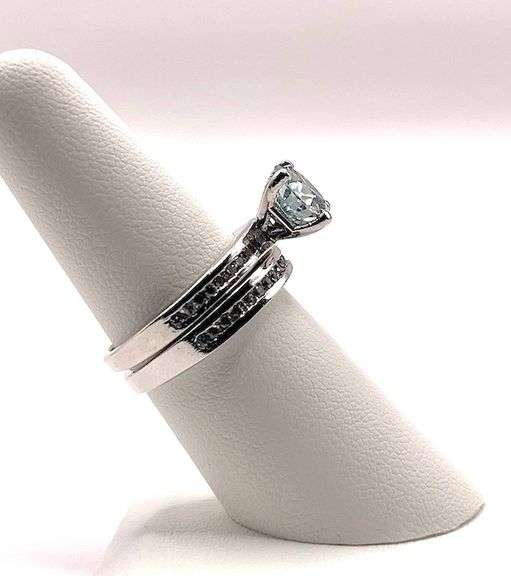 Large 3.7 Ct VVs1 Lab Simulated Diamond 2 Band Engagement Ring Set
