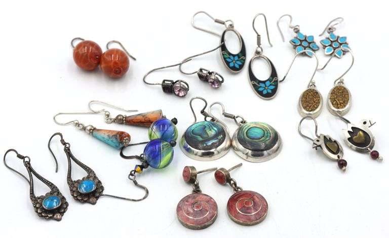Vintage 925 sterling silver group lot of earrings