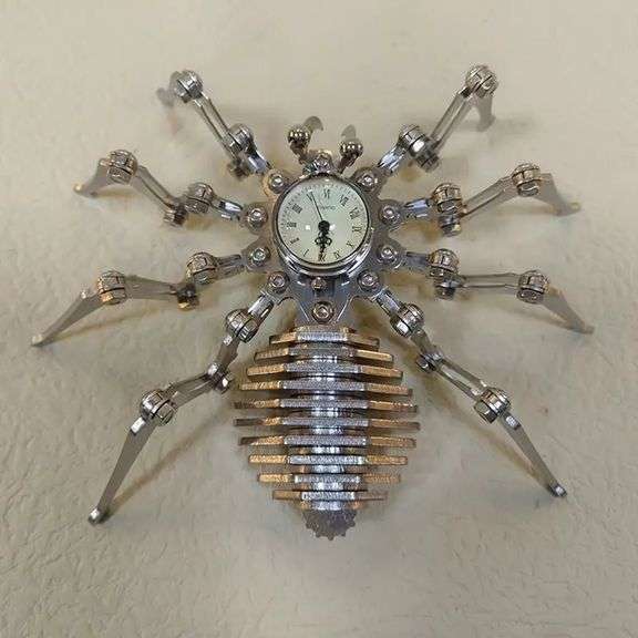 etal Spider Clock Sculpture