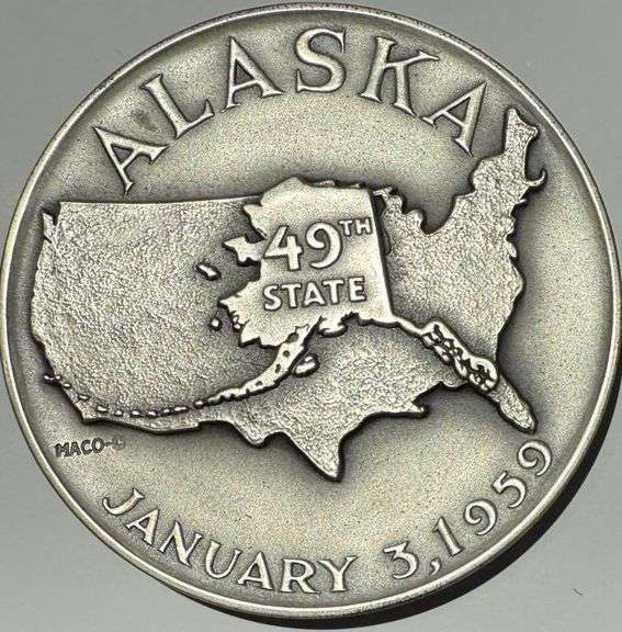 1959 Alaska Statehood Sterling Silver Medal