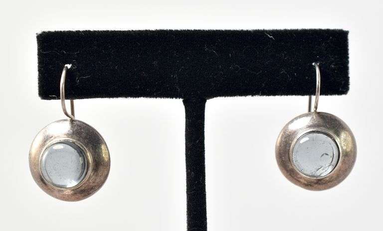 Blue Gemstone Dangle Earrings in Sterling Silver