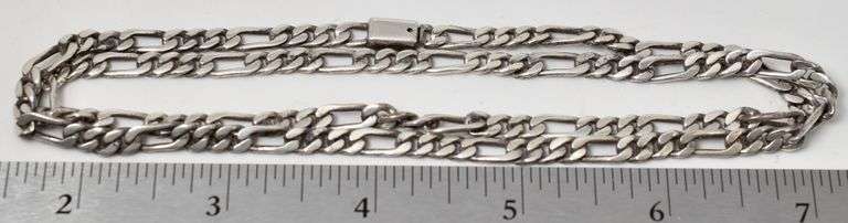 Figaro Chain Link Necklace in Sterling Silver