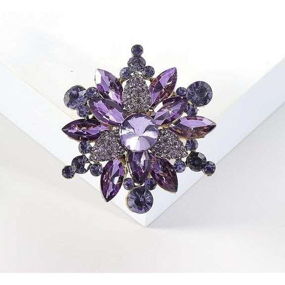Purple Austrian Crystal Flower Brooch