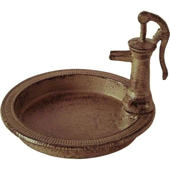 Cast Iron Bird Feeder Bath with Pump