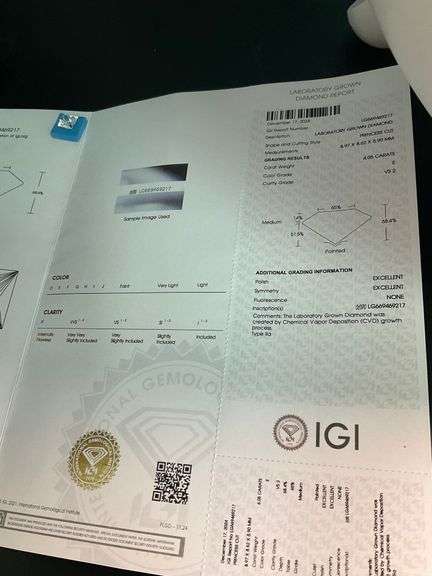 CERTIFIED 4.05 CARAT LAB GROWN DIAMOND
