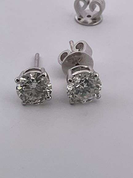 CERTIFIED BRAND NEW 14K WHITE GOLD DIAMOND STUDS