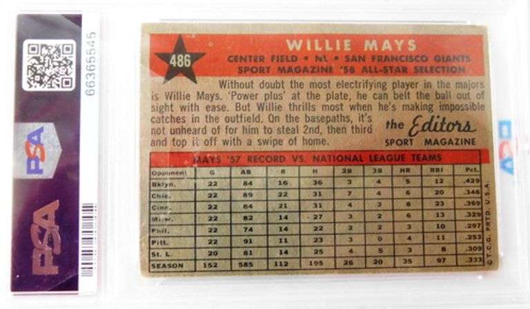 Willie Mays 1958 All Star Baseball Card, VG-EX 4