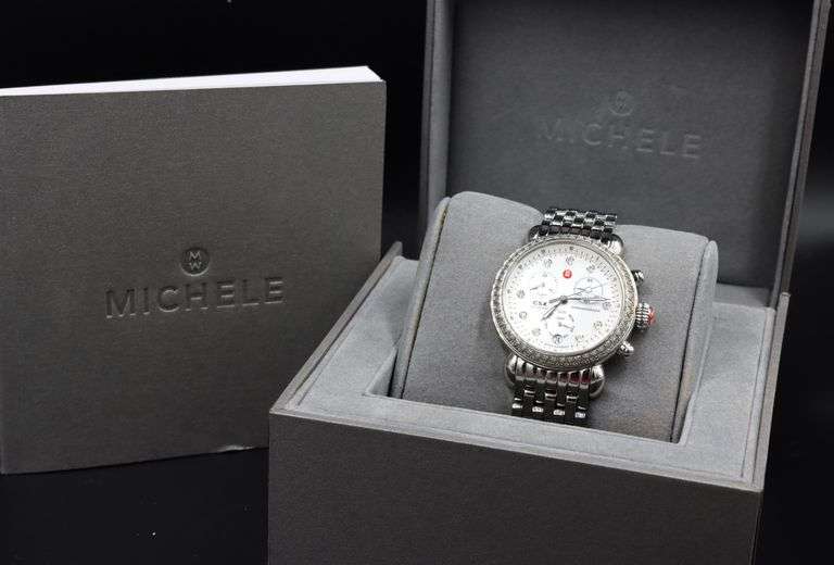 Michele diamond accent CSx36 quartz mother of pearl dial watch