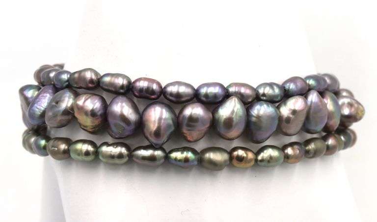 Lot of 3 Honora grey pearl bracelets