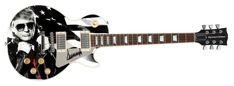 President Donald Trump Autographed Leather Jacket n Flag Custom Graphics Guitar