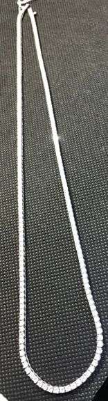 ELEGANT 14K WHITE GOLD LAB DIAMOND TENNIS NECKLACE