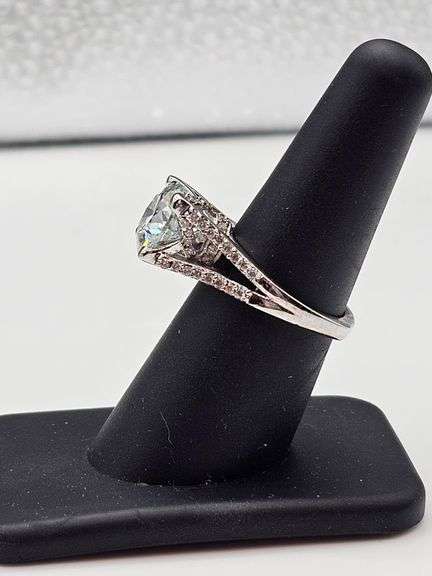 Sparkling 5.5 Ct 14 Kt White Gold Plated Engagement Ring