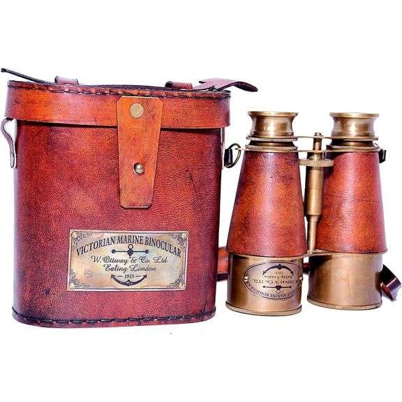Marine Brass & Leather Binocular Opera Glasses