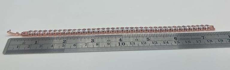 Beautiful 14kt Rose Gold Plate VVs1 38 Count Simulated Diamond Tennis Bracelet