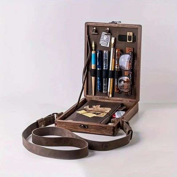 Retro-Style Wooden Writer & Artist Portable Box