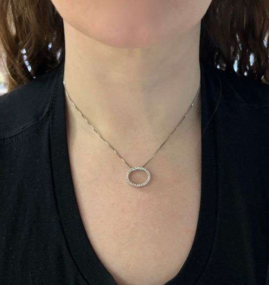 Oval Diamond Pendant Necklace
