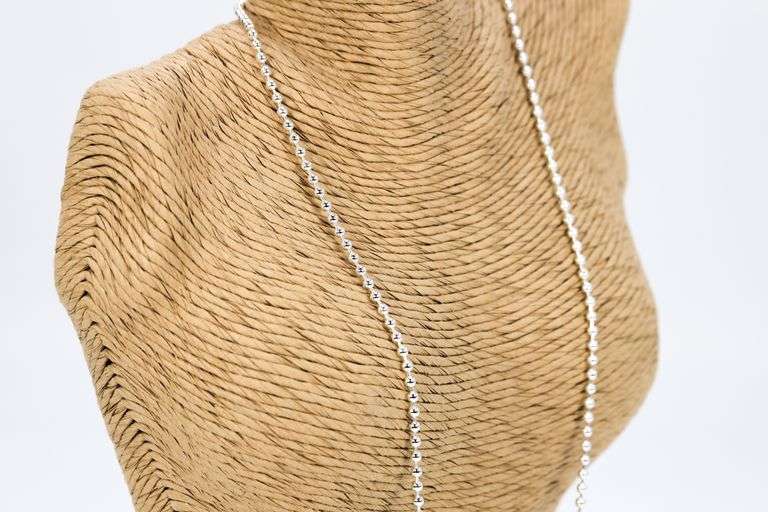 Sterling Silver Italian Ball Bead Chain 3mm 925 Italy New Dog Tag Necklace 22"