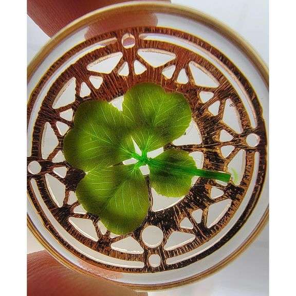 Real Four-Leaf Clover Good Luck Token