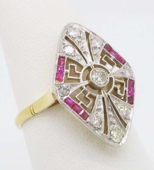 Navette Style Diamond & Ruby Ring