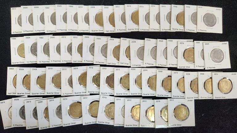 Lot Of 63 Coins From Jordan In Cardboard Holders