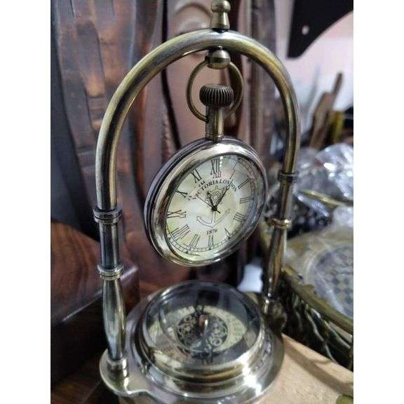 Brass Watch with Nautical Compass Stand