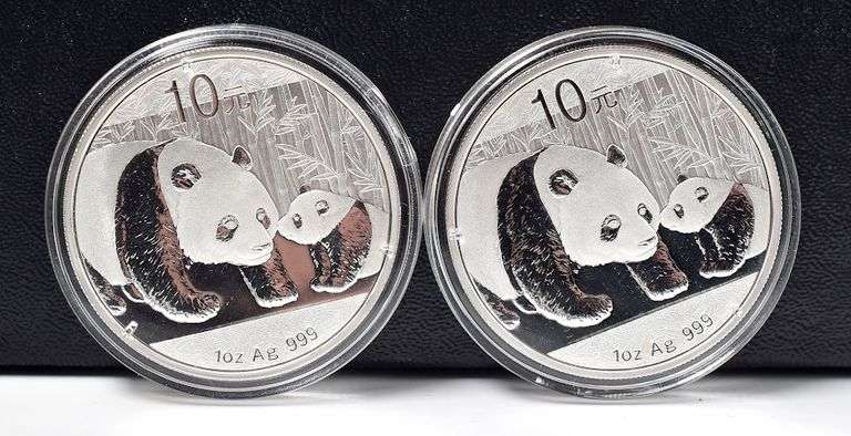 (2) 2011 1 Oz. Silver Pandas